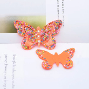 Écussons Papillon Double Aile de Papillon Strass 3D couleur Orange