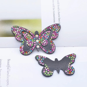 Écussons Papillon Double Aile de Papillon Strass 3D couleur Noir
