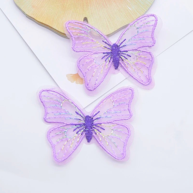 Violet  Écussons Papillon Aile de Papillon en Maille Brodée Couleur Violet
