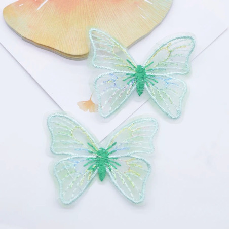 Vert  Écussons Papillon Aile de Papillon en Maille Brodée