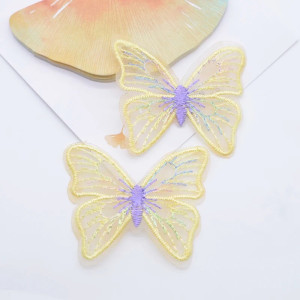 Jaune  Écussons Papillon Aile de Papillon en Maille Brodée