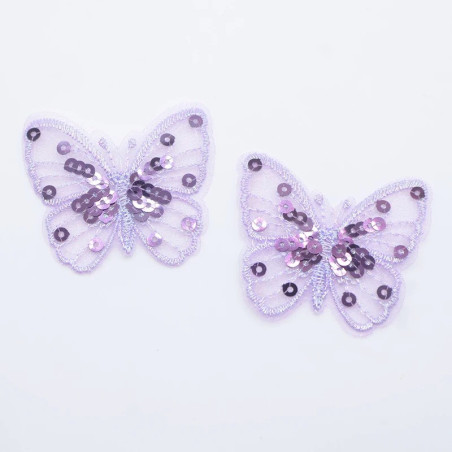 Écussons Papillon à coudre Aile de Papillon Maille et Paillettes couleur Violet
