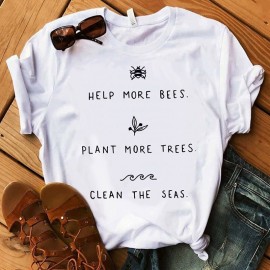 Help More Bees ! - T-shirt abeille graphique esthétique 100% coton pour femme !