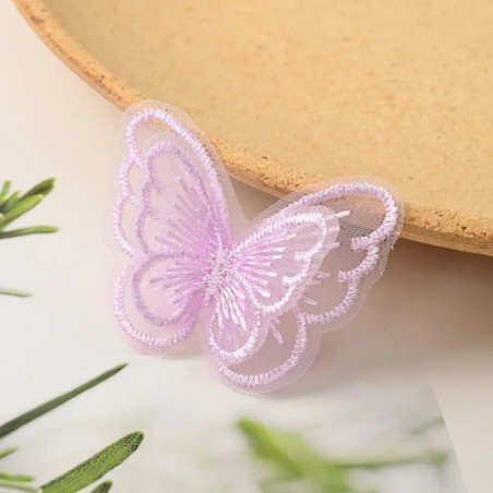 violet Écussons Papillon Ailes Papillon en Dentelle Double Couche effet 3D - 5x4 cm - Lot de 10 pièces