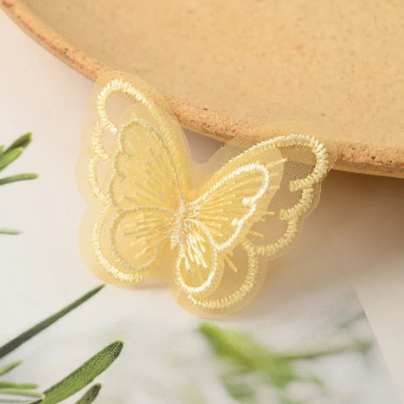 jaune Écussons Papillon Ailes Papillon en Dentelle Double Couche effet 3D - 5x4 cm - Lot de 10 pièces