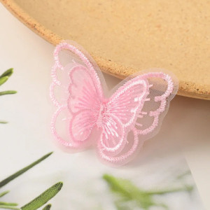 rose Écussons Papillon Ailes Papillon en Dentelle Double Couche effet 3D - 5x4 cm - Lot de 10 pièces