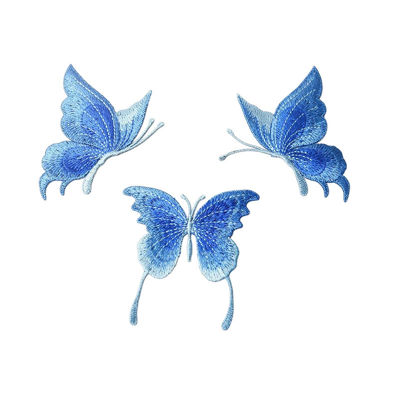 Écussons Papillons brodés Ailes Papillon en Dentelle couleur bleu ciel