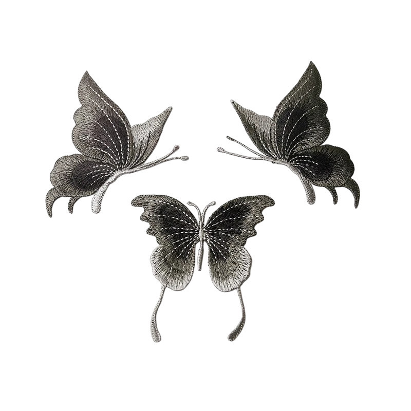 Écussons Papillons brodés Ailes Papillon en Dentelle couleur Noir