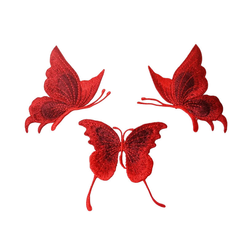 Écussons Papillons brodés Ailes Papillon en Dentelle couleur Rouge