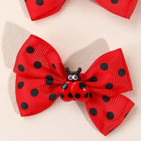Détails Lot de 2 Barrettes Coccinelle à motif Poids Noirs