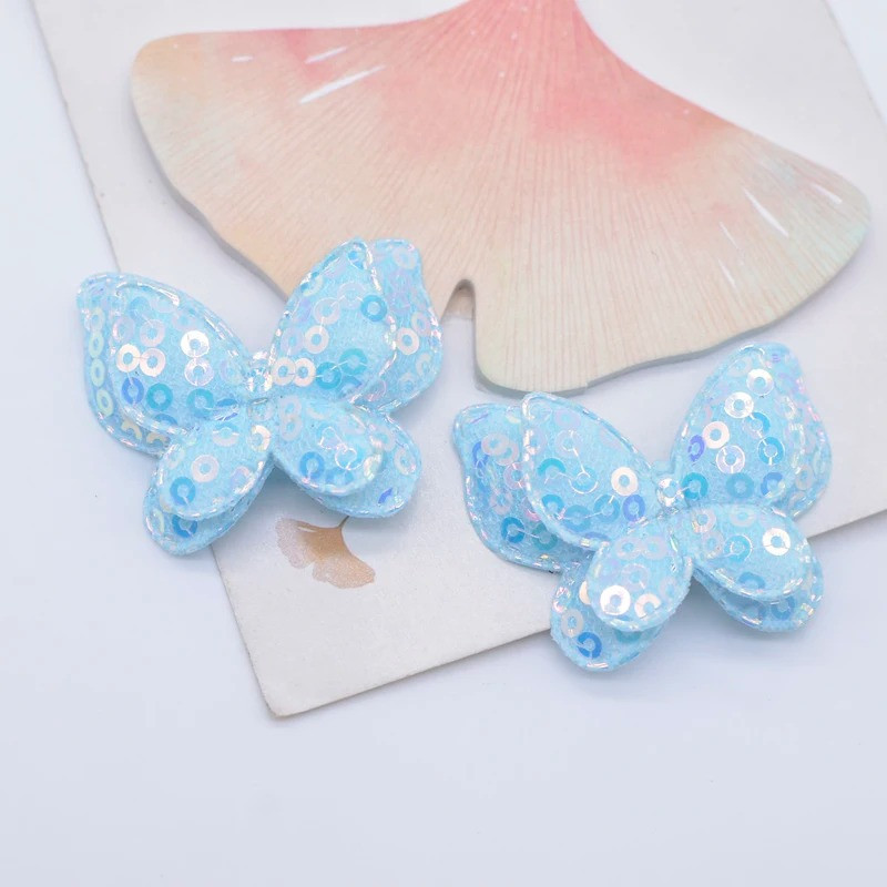 Écussons Papillons Ailes Papillon 3D à Paillettes Bleu