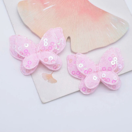 Écussons Papillons Ailes Papillon 3D à Paillettes Rose