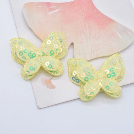 Écussons Papillons Ailes Papillon 3D à Paillettes Jaune
