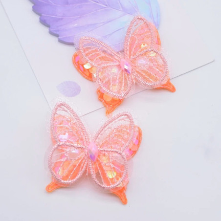 Écussons Papillons Ailes Papillon en maille à deux couches Orange