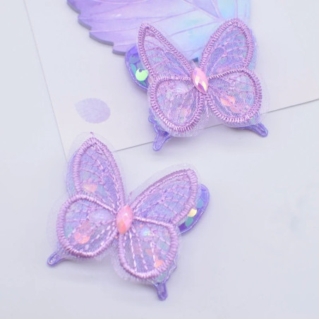 Écussons Papillons Ailes Papillon en maille à deux couches Violet