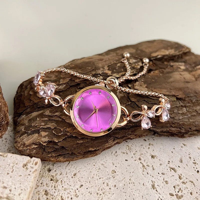 Montre Bracelet à Quartz bracelet Pierre Strass couleur violet