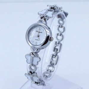 Montre Bracelet Papillon élégante Acier Inoxydable couleur blanc