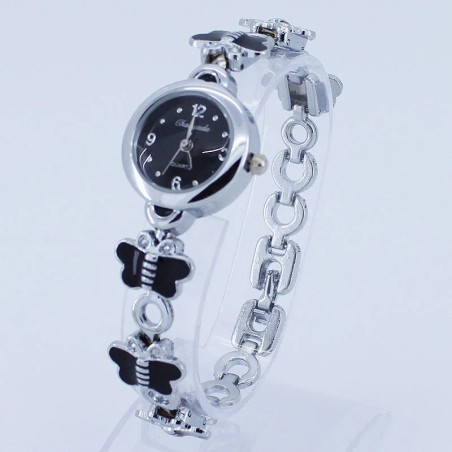 Montre Bracelet Papillon élégante Acier Inoxydable couleur noir