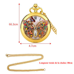 Montre de Poche Rétro à Quartz Papillon Modèle Or