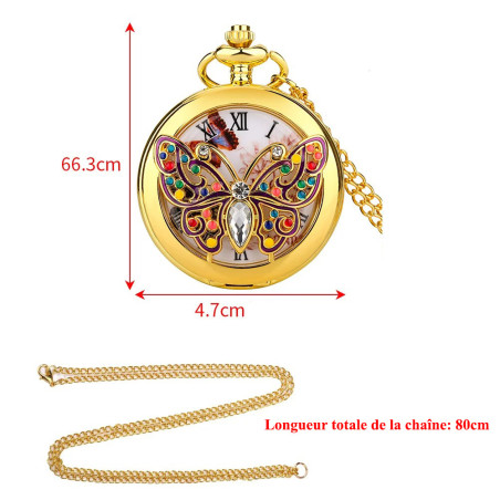 Montre de Poche Rétro à Quartz Papillon Modèle Or