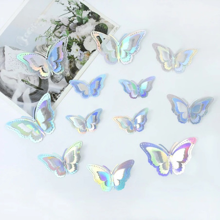Autocollant mural papillon 3D avec ailes creuses à double couche - couleur multicolore
