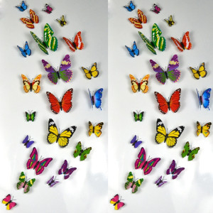 Farfalle 3D Adesive Murali - Set 12 Pezzi, 16 Colori