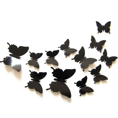 Lot de 12 pièces d'Autocollant Mural Papillon 3D - 16 couleurs au choix !
