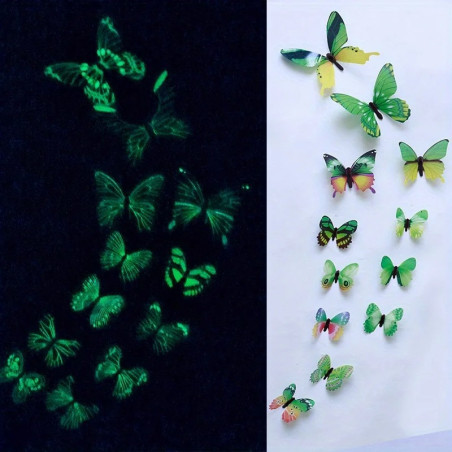 Autocollant Mural Papillon 3D Fluorescents dans le noir - couleur Vert