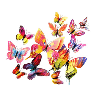 Sticker Murali Farfalle 3D | Set 12 pz in 11 Colori | Idea Regalo