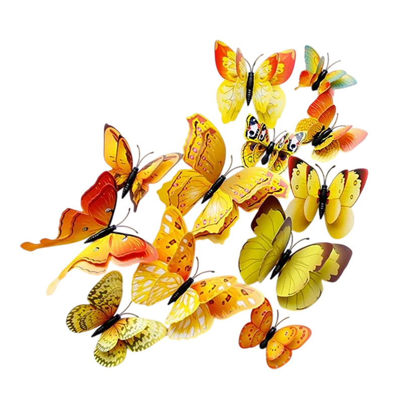 Autocollants Muraux Papillons en 3D couleur jaune