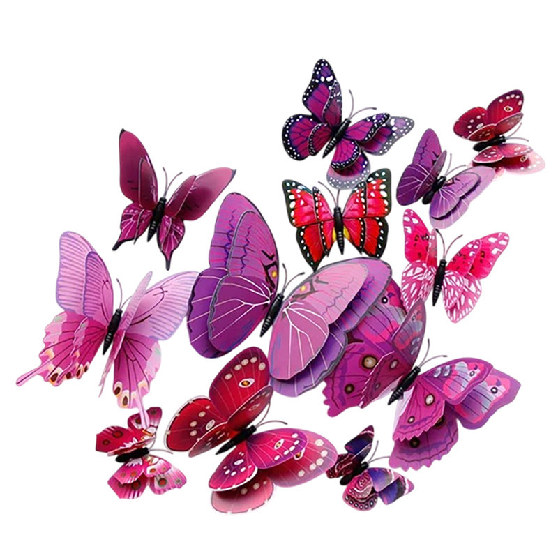 Stickers de Mariposas 3D para Pared | 12 Piezas, 11 Colores