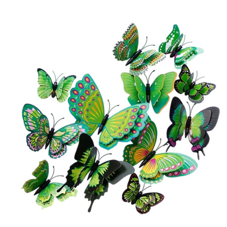 Autocollants Muraux Papillons en 3D couleur vert