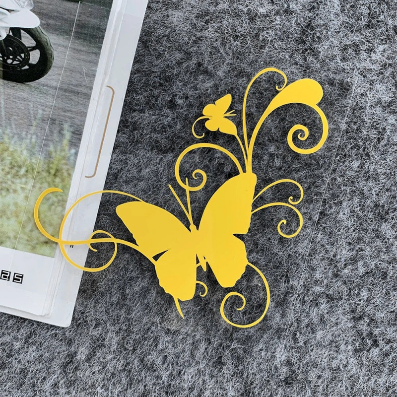 les dimensions Autocollant Papillon Casque de Moto Jaune
