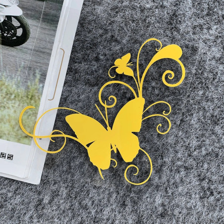 les dimensions Autocollant Papillon Casque de Moto Jaune