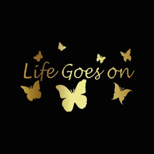 Sticker Papillon "Life Goes on Butterfly\" Dore
