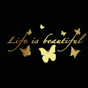 Autocollant Papillon Vinyle "La vie est belle\" Papillons Volants Couleur Or