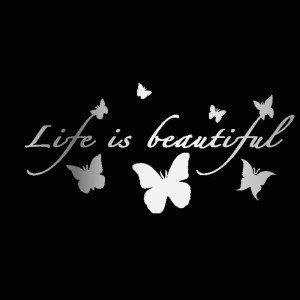 Autocollant Papillon Vinyle "La vie est belle\" Papillons Volants Couleur Argent
