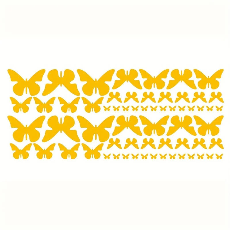 Pack de 62 Stickers Papillon pour Voiture Jaune
