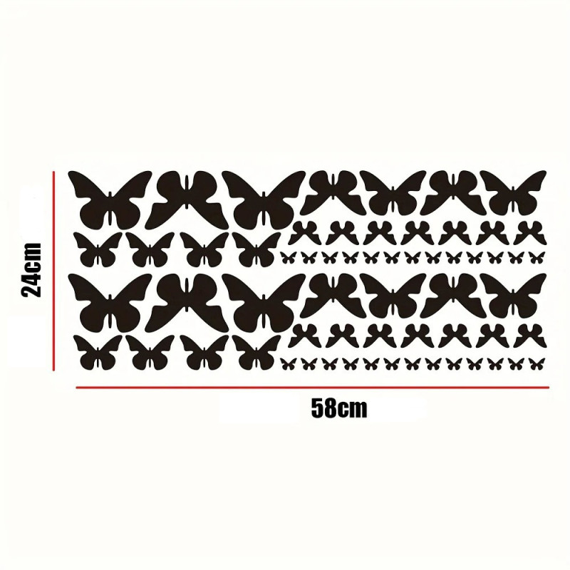 Pack de 62 Stickers Papillon pour Voiture Noir