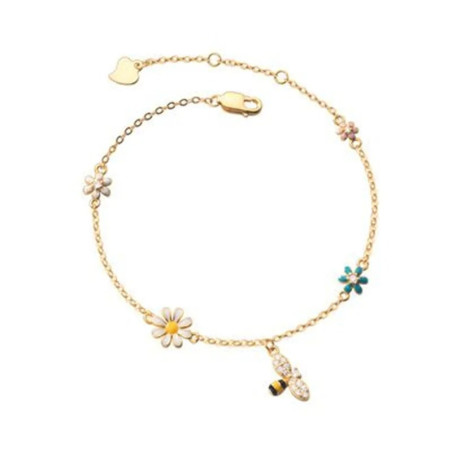Bracelet Abeille Charme Nature - Marguerites et Abeille Modèle Couleur Or