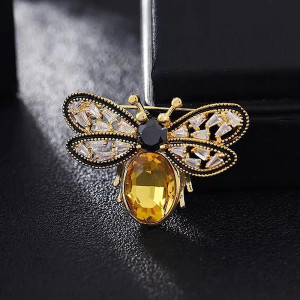 Broche Duo Abeille  – Duo d'Abeilles et Joyaux Couleur Jaune