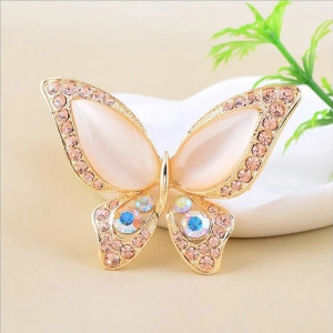 Broche Papillon émail Cristal et Strass Couleur Bleu