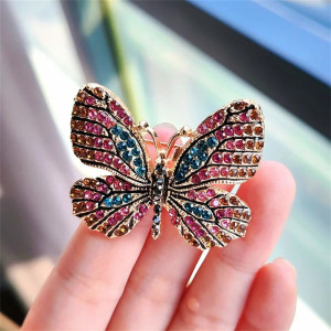 Magnifiques Broches Papillon aux Ailles Colorées avec Strass Orange
