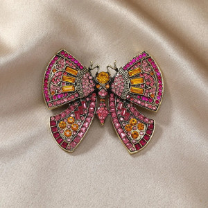 Broche Papillon Rétro Couleur Rose
