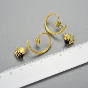 Boucles d'oreilles abeille en argent Sterling 925  dimensions
