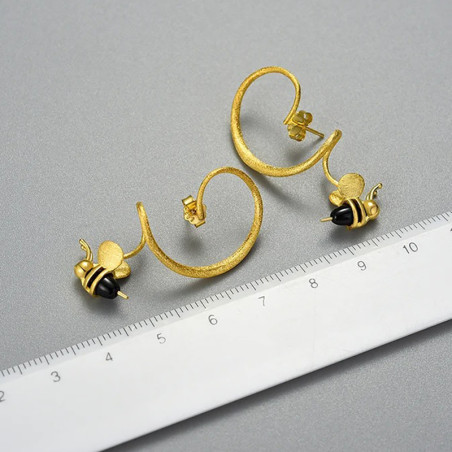 Boucles d'oreilles abeille en argent Sterling 925  dimensions