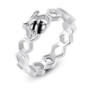 Bague de luxe abeille, en forme de cœur, en argent Sterling 925