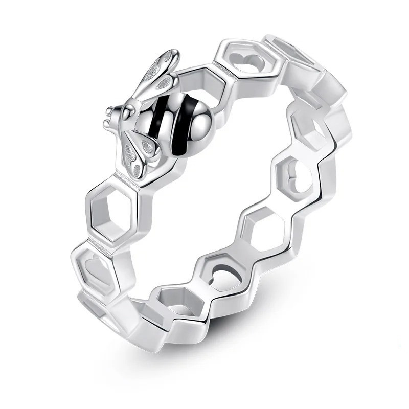 Bague de luxe abeille, en forme de cœur, en argent Sterling 925