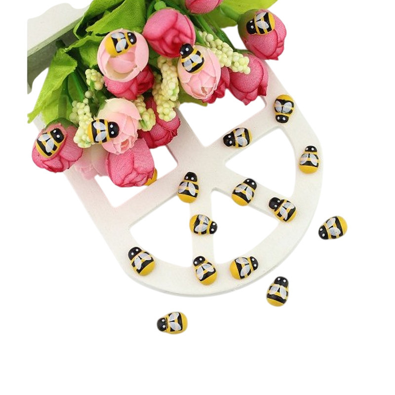 Mini Abeilles En Bois Autocollantes - 9x12 Mm, Jaune Et Noir, Pour Scrapbooking Et Loisirs Créatifs