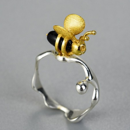Bague en argent Sterling 925 pour femme  abeille gouttes de mie!